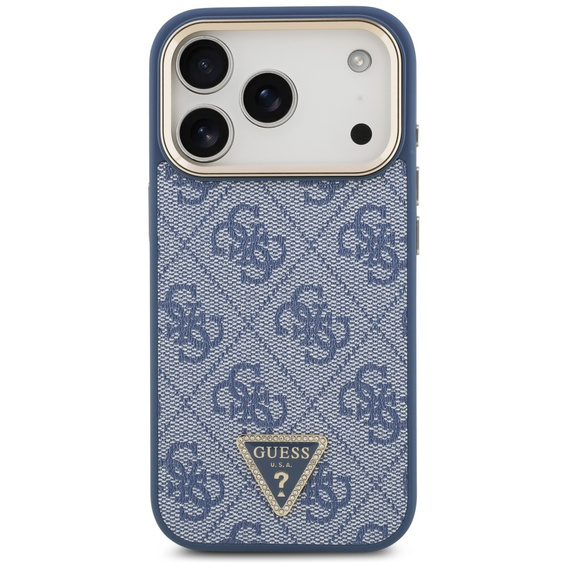Etui GUESS do iPhone 17 Pro, 4G Triangle Logo MagSafe, niebieskie