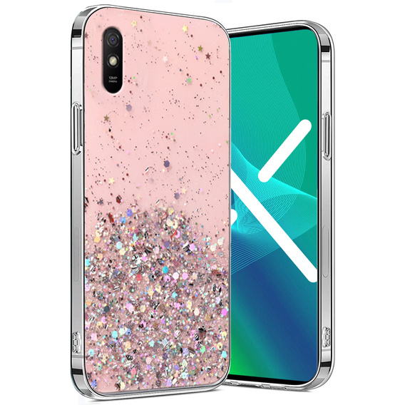 Etui do Xiaomi Redmi 9A, Glittery, różowe