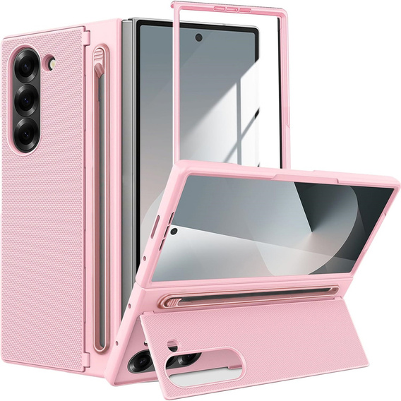 Etui do Samsung Galaxy Z Fold7 5G ze szkłem, z miejscem na rysik – różowe