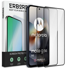 2x Szkło Hartowane do Motorola Moto G56 5G, ERBORD 3D pełne, szybka na cały ekran