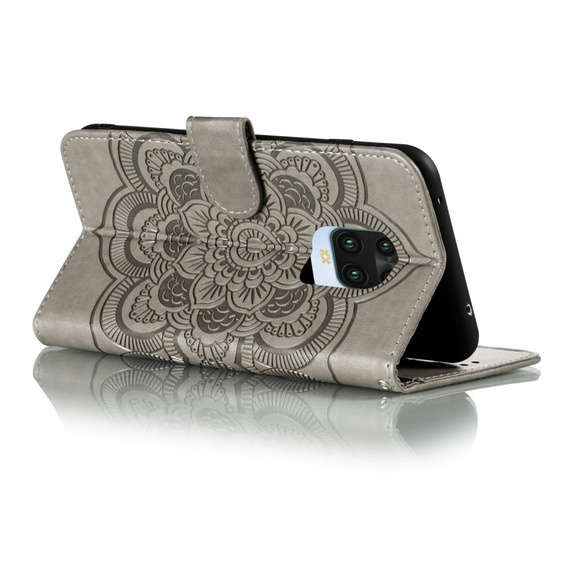Etui z klapką do Xiaomi Redmi Note 9s/ 9 Pro, Mandala, szare