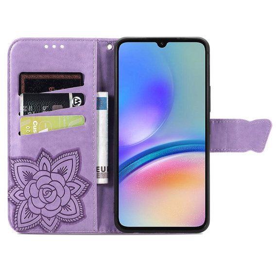 Etui z klapką do Samsung Galaxy A05s, Butterfly, fioletowe