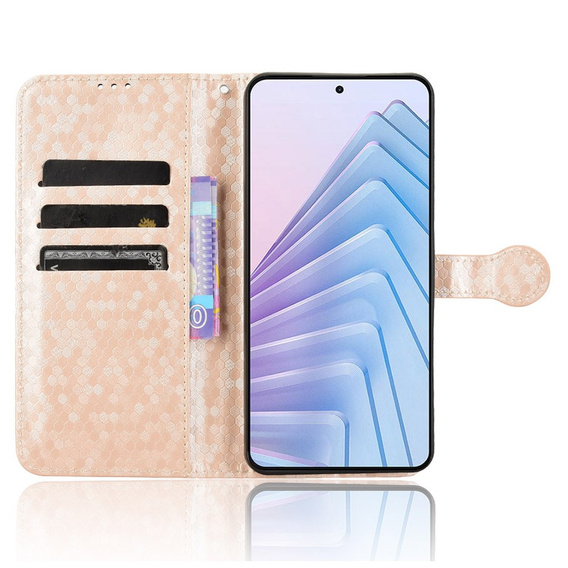 Etui z klapką do Xiaomi Redmi Note 14 4G, Wallet Rhombus, różowe