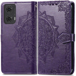Etui z klapką do Motorola Moto E14, Mandala, fioletowe
