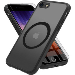 Etui do iPhone 7/8/SE 2020/SE 2022, do MagSafe, Hybrid Case Matte, czarne + Szkło hartowane