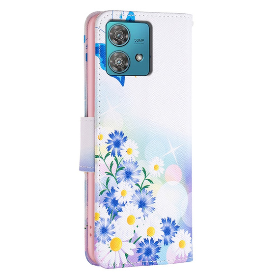 Etui z klapką do Motorola Edge 40 Neo, Wallet, Butterfly & Flowers białe