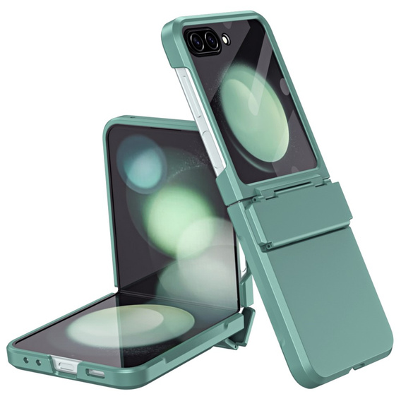 Etui do Samsung Galaxy Z Flip7 FE / Z Flip6, PC Case, ze szkłem, zielone