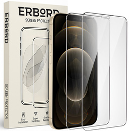 2x Szkło Hartowane do iPhone 12/12 Pro, ERBORD 9H Hard Glass, szybka