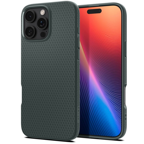 Etui Spigen do iPhone 16 Pro, Liquid Air, zielone + Szkło hartowane