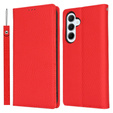 Etui z klapką do Samsung Galaxy S25+ Plus, Litchi Skin Grain, czerwone