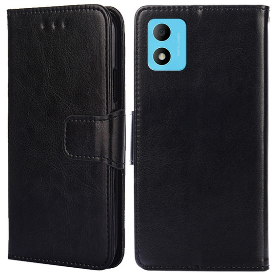 Etui z klapką do TCL 305i, PU Leather Wallet Case, czarne