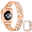 Bransoleta + Etui z Diamentami do Apple Watch 4/5/6/SE 40mm, Różowe rose gold