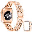 Bransoleta + Etui z Diamentami do Apple Watch 4/5/6/SE 44mm, Różowe rose gold