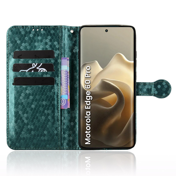 Etui z klapką do Motorola Edge 60 Pro, Wallet Rhombus, zielone