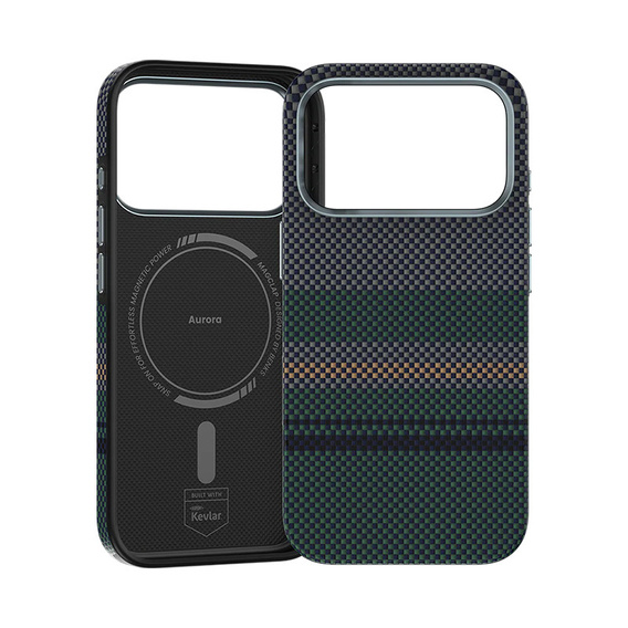 Etui BENKS Kevlar do iPhone 17 Pro Max, Magnetic Armor Pro Aurora 600D C070, do MagSafe, zielone