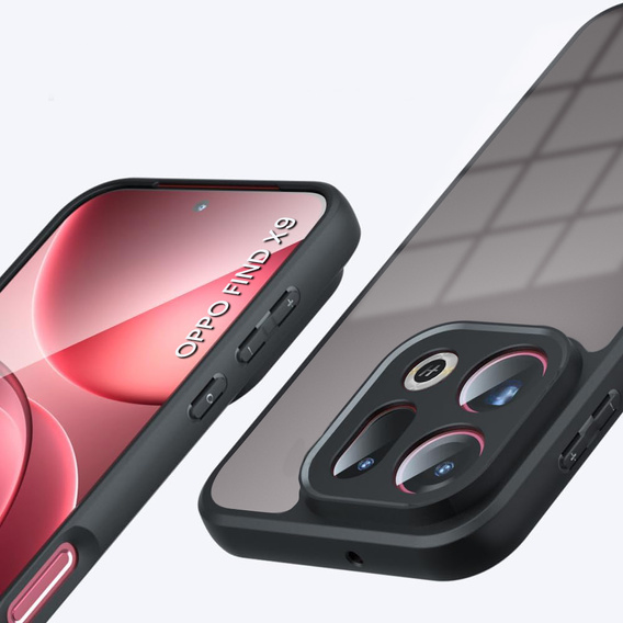 Etui do Oppo Find X9, Fusion Hybrid, przezroczyste z czarną ramką