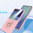Etui Ring Holder do Samsung Galaxy Z Flip7 5G, ze szkłem na ekran zewnętrzny, różowe