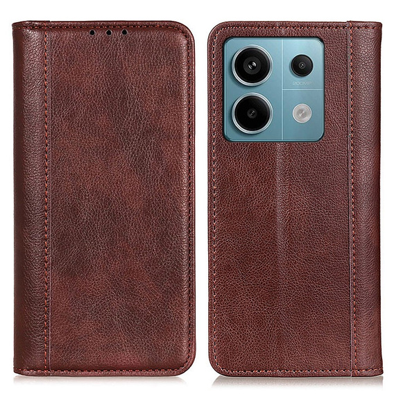 Etui do Xiaomi Redmi Note 13 Pro 5G, Wallet Litchi Leather, brązowe