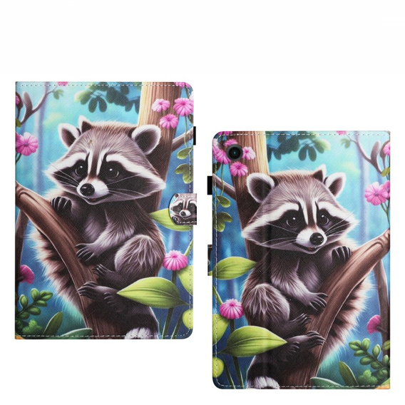 Etui do Lenovo Tab M10 Plus TB-X606F, z klapką, raccoon