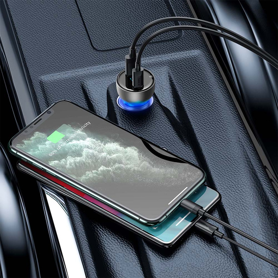 Baseus ładowarka samochodowa Particular 65 W USB‑C + USB‑A - Szara
