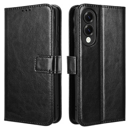 Etui z klapką do Samsung Galaxy S25 Edge, Crazy Horse Wallet, czarne