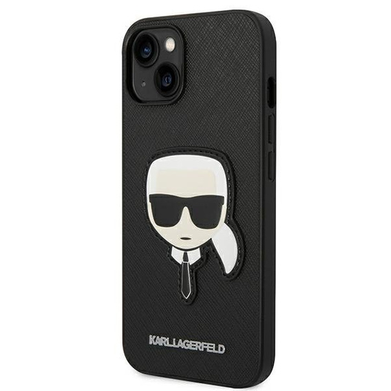 Etui Karl Lagerfeld do iPhone 14 Plus, Saffiano Karl's Head Patch, czarne