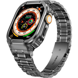 Bransoleta Stalowa z Etui do Apple Watch 7/8/9 45MM, Szara