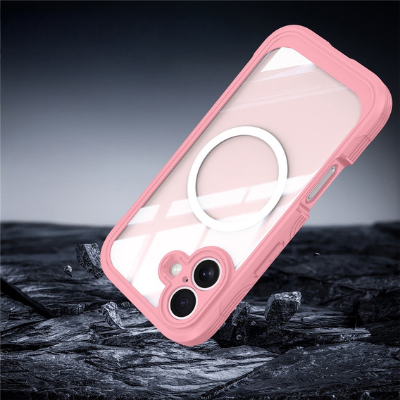 Etui do iPhone 17, Shockproof, ze szkłem, do MagSafe, różowe