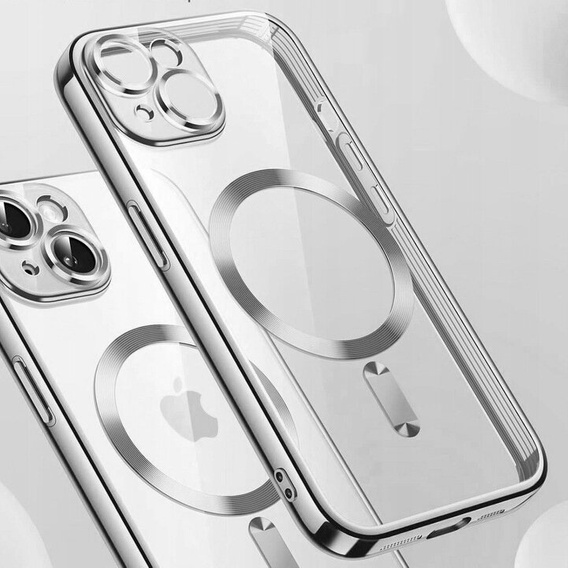 Etui do iPhone 14 Plus, Electro MagSafe, srebrne + Szkło na ekran