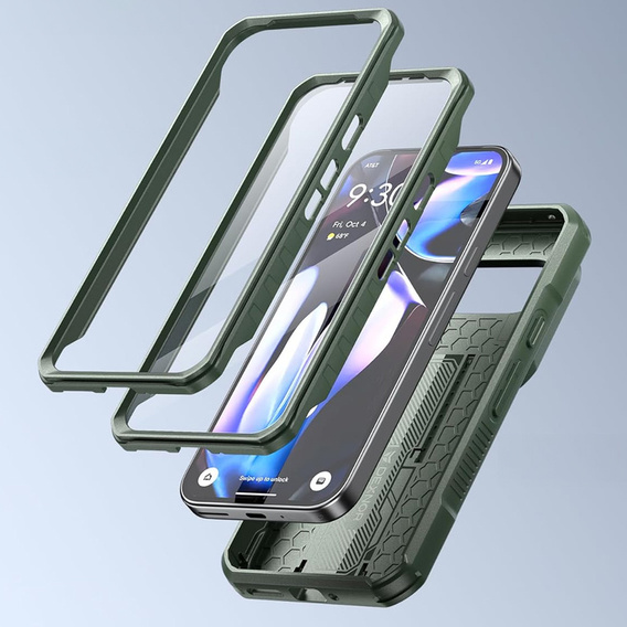 Etui pancerne do Google Pixel 9, Dexnor Full Body (Two Frames), zielone