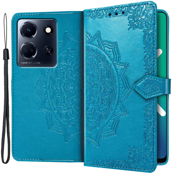 Etui z klapką do Infinix Note 30 5G, Mandala, niebieskie