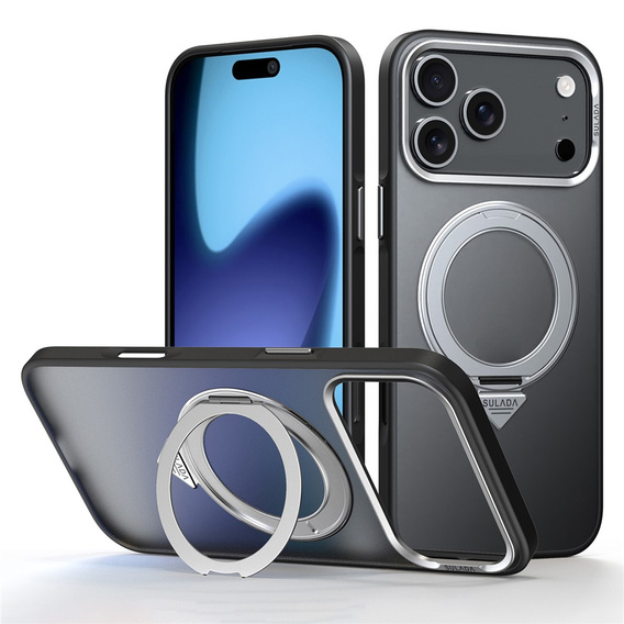 Etui SULADA Magnetic Matte z podstawką do iPhone 17 Pro Max – tytanowe czarne