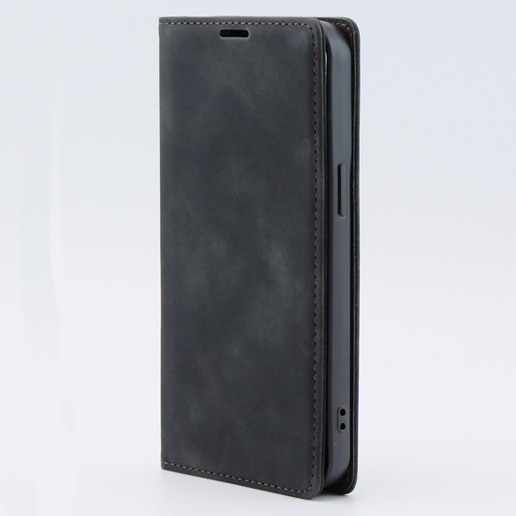 Etui do iPhone 15 Pro, ERBORD Vintage portfel z klapką, czarne