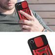 Etui pancerne do iPhone 16E, CamShield Slide, czerwone + Szkło Hartowane 9H