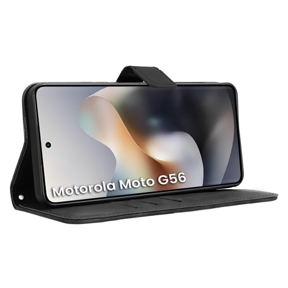 Etui z klapką do Motorola Moto G56 5G, Crazy Horse Wallet, czarne