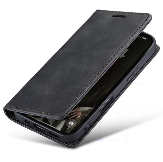 Etui do iPhone 17 Pro Max, ERBORD Vintage portfel z klapką, czarne