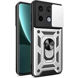 Etui pancerne do Xiaomi Redmi Note 13 Pro 5G, CamShield Slide, srebrne