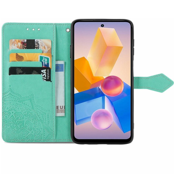 Etui z klapką do Infinix Hot 40i, Mandala, zielone