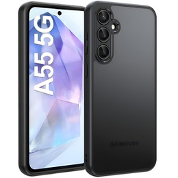 Etui do Samsung Galaxy A55 5G, Matte Hybrid, z ochroną aparatu, przezroczyste / czarne