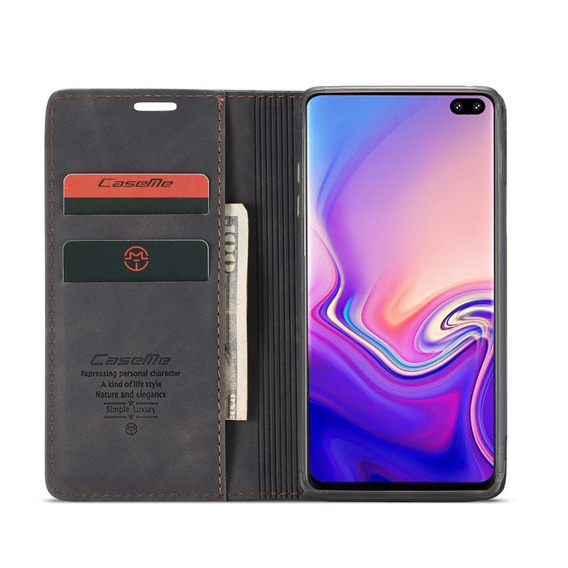 Etui CASEME do Samsung Galaxy S10 Plus, Leather Wallet Case, czarne