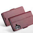 Etui do iPhone 17, ERBORD Glossy Litchi, portfel z klapką, czerwone