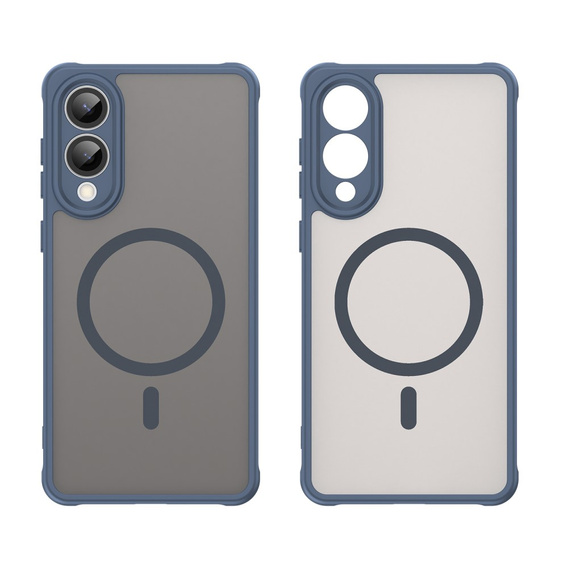 Etui do Samsung Galaxy S25 Edge, Kickstand Matt Case, do MagSafe, niebieskie + Szkło na ekran