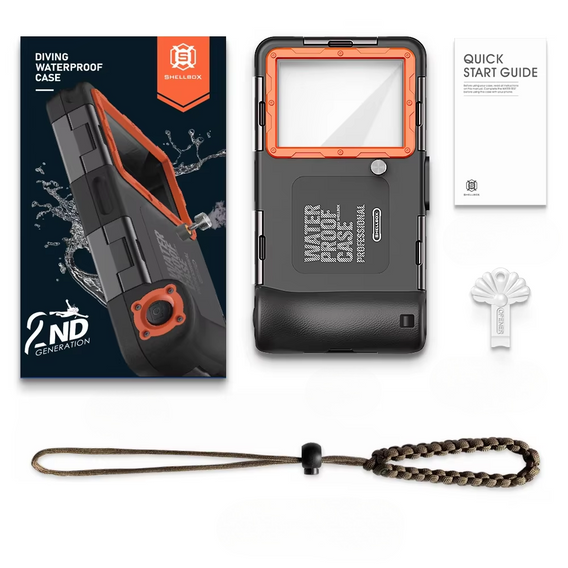 Etui wodoszczelne na telefon IPX8 SHELLBOX 2nd gen I Uniwersalne, czarne / pomarańczowe
