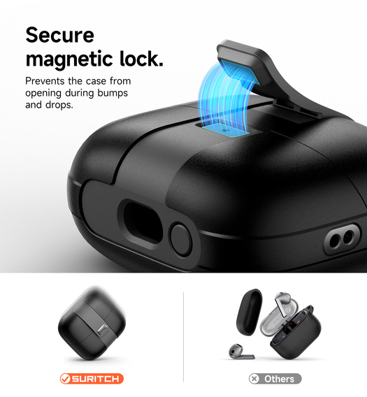 Etui ochronne SURITCH do Samsung Galaxy Buds 3 / 3 Pro, ze smyczką - czarne
