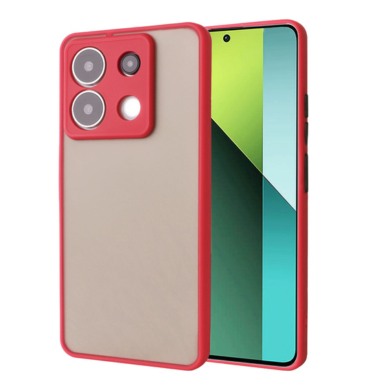 Etui silikonowe do Xiaomi Redmi Note 13 Pro 5G, z ochroną aparatu, przezroczyste / czerwone + Szkło hartowane 9H