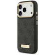 Etui GUESS do iPhone 17 Pro, 4G Logo Plate MagSafe, czarne