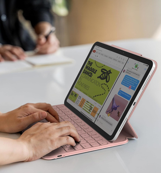 Etui z klawiaturą do iPad 11" 2025 A16 (11 gen.) / iPad 10.9" 2022 (10 gen.), Dexnor Magnetic Keyboard Touchpad, różowe