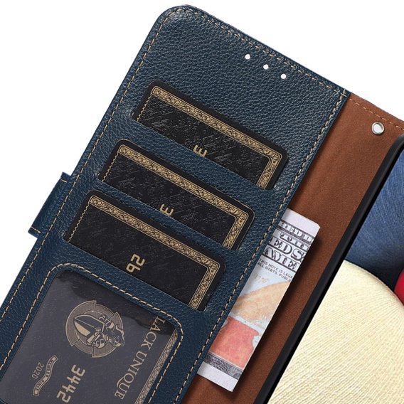Etui Wallet do Samsung Galaxy M52 5G, KHAZNEH RFID, Dual Color, Blue / Brown