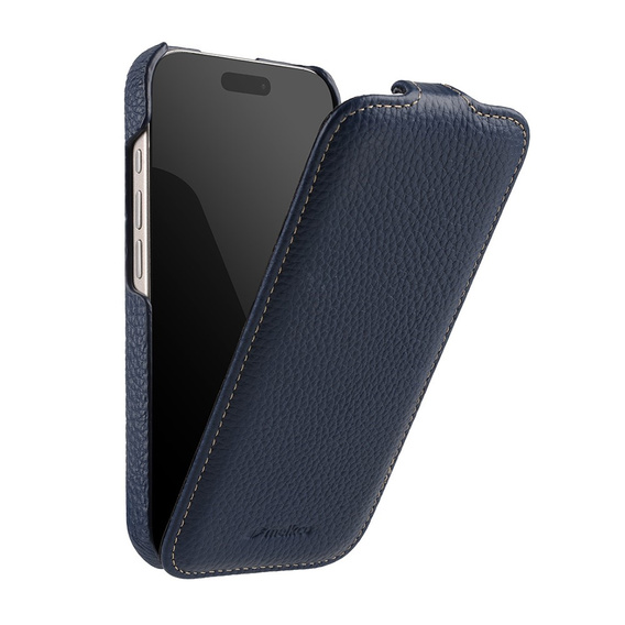 Etui MELKCO z klapką do iPhone 17 Pro, skórzane, flip, niebieskie