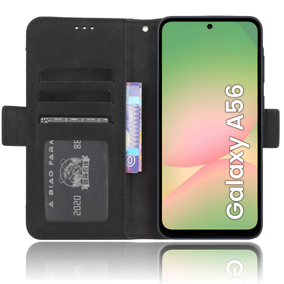 Etui z klapką do Samsung Galaxy A56 5G, Card Slot, czarne